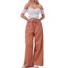 Women’s Drawstring Striped Wide-Leg Casual Trousers – Low-Waisted, Loose-Fitting Trousers