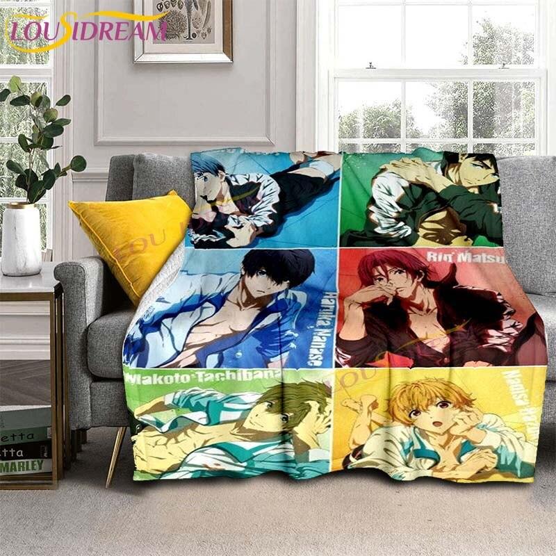 Gratis Iwatobi Swim Club Dekens Cartoon Bedspreien Dekens Anime Flanellen Dekens Bank Bed Dekens Plaid Dekens Cadeaus