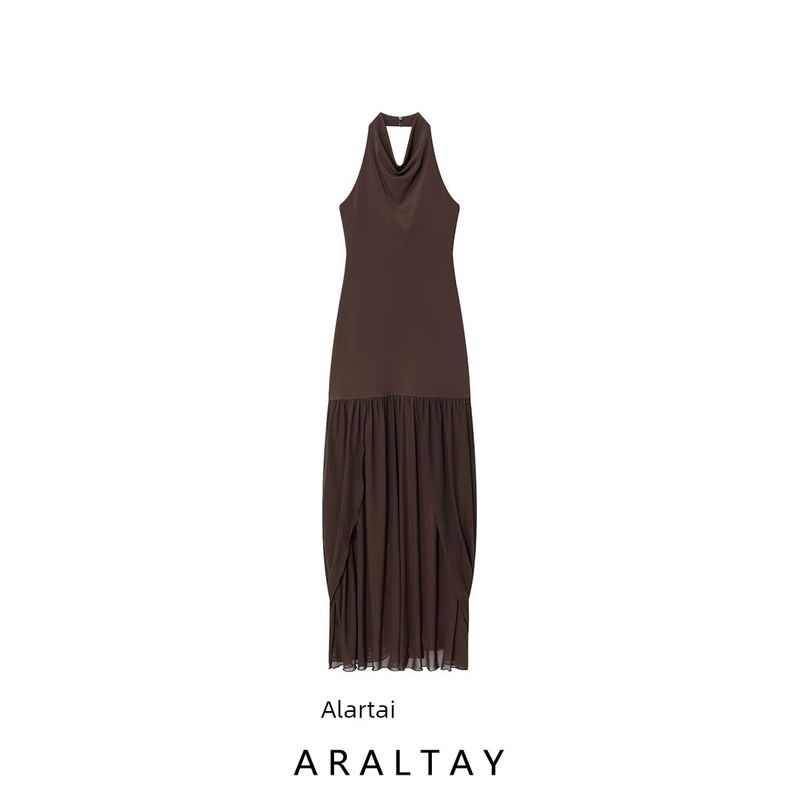 Araltay New Arrival Fashion Style Women's Clothing Fashion All-Match Simple Stitching Hanging Collar Dress 1198453