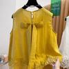 2026 Sleeveless Slimming Lace Camisole - Age-Reducing Patchwork Bow Top for Women's Summer Commute