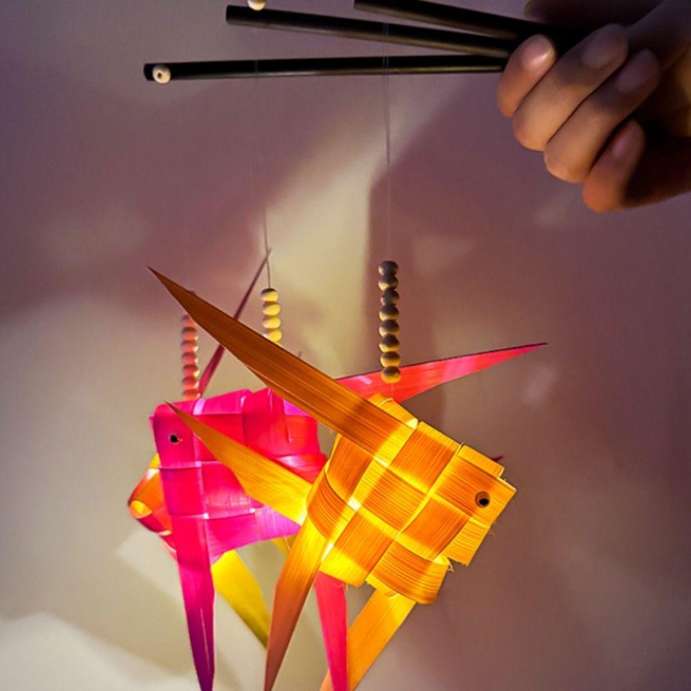 Hand-Woven Portable Koi Lantern Crafts Mid-autumn Festival LED Light Room Decorations