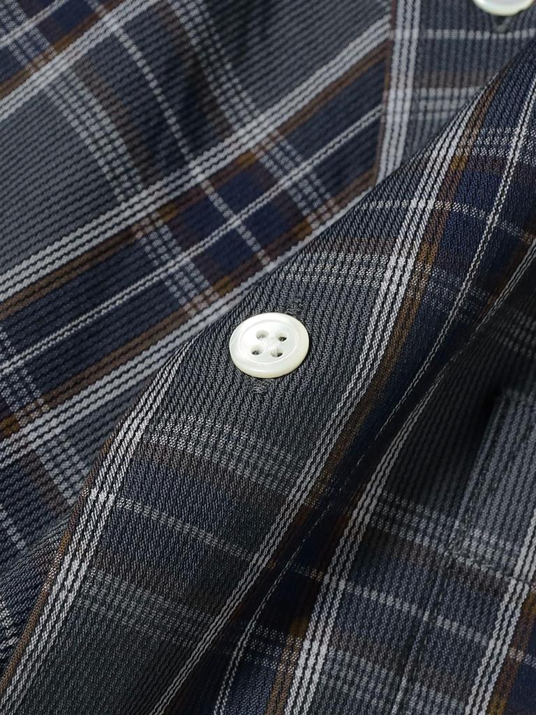 Beams Men's S/S Lace Tartan Check Shirt, Gray, Size Small, 11010563803