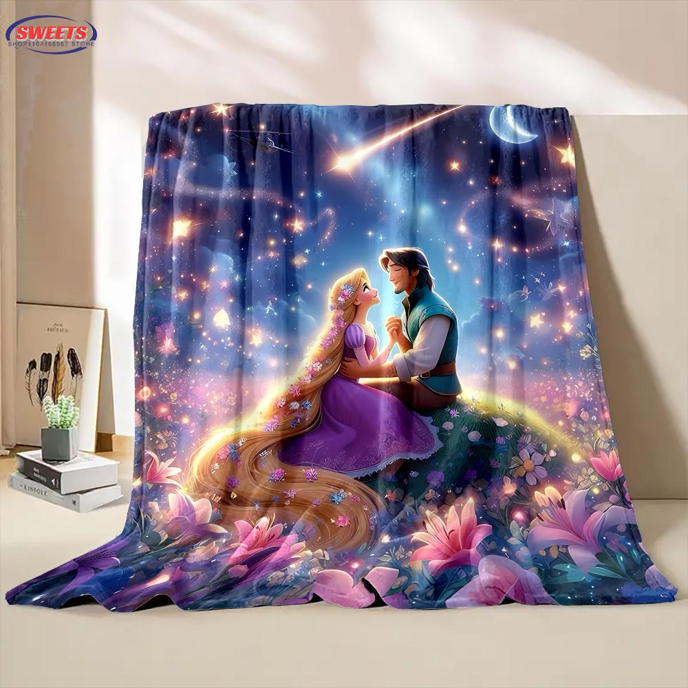 3D Classic Princess Rapunzel Cartoon Flannel Blanket for Bed Bedroom Sofa Picnic, Blanket for Cover Outdoor Leisure Nap Gifts