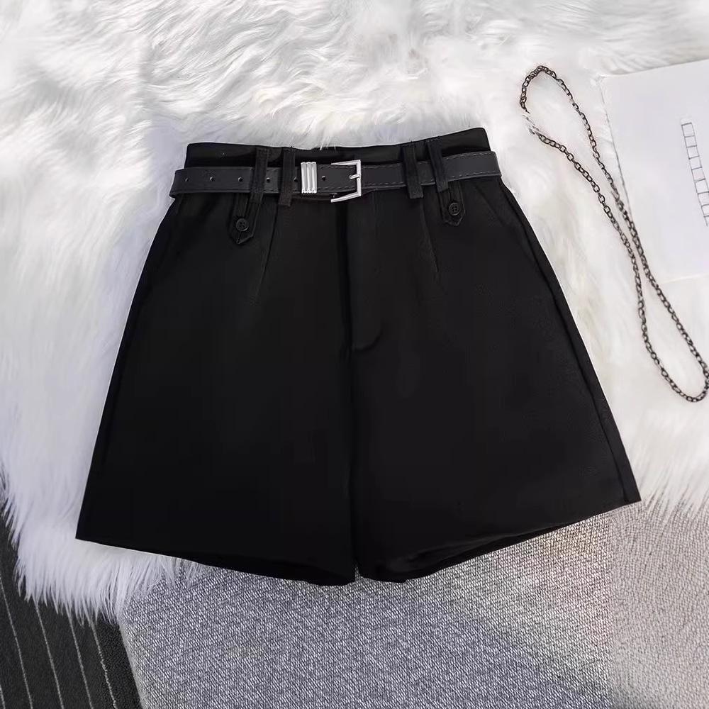 Women's Summer Grey High-Waisted A-Line Shorts 2025 - Loose Wide-Leg Casual Trousers