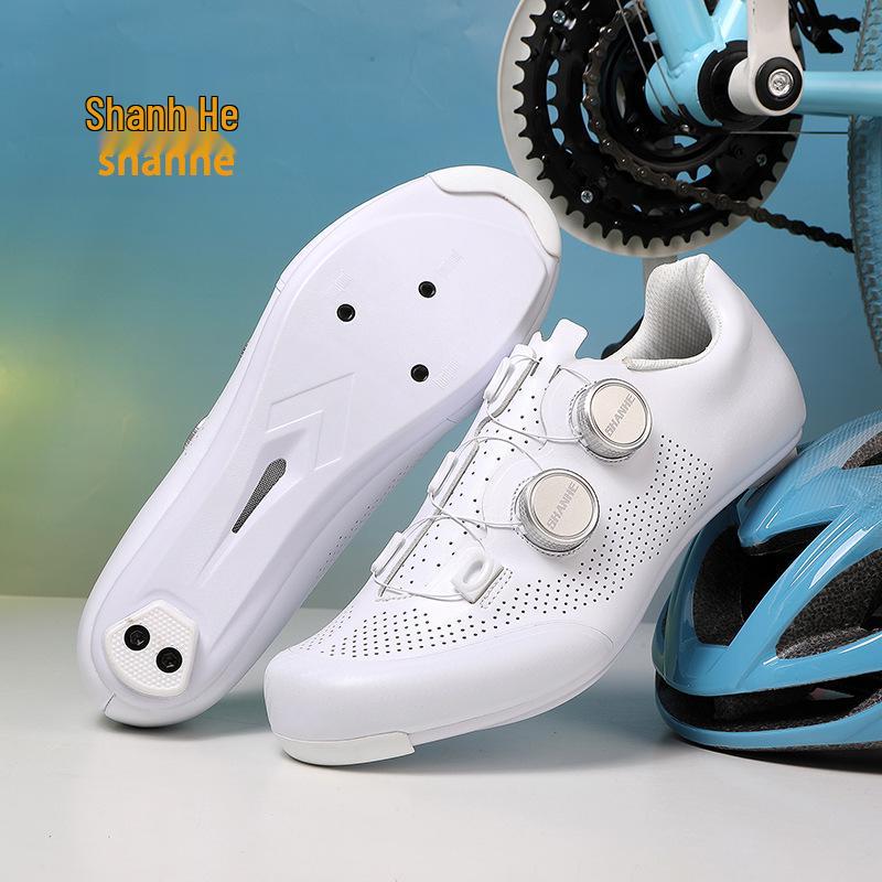 Shanhe 3.0 Carbonfaser Rennradschuhe - Reinweiß, Aluminiumlegierungs-Schnalle