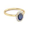 Blauer Saphir Solitär Ring mit Halo-Akzenten - 925 Sterlingsilber Gold Vermeil