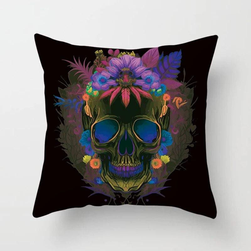 Красочный модный комплект с черепом, квадратная наволочка с декоративным принтом, чехол для автомобильного дивана, чехол для подушки 45*45 см, обустройство дома 45x45cm