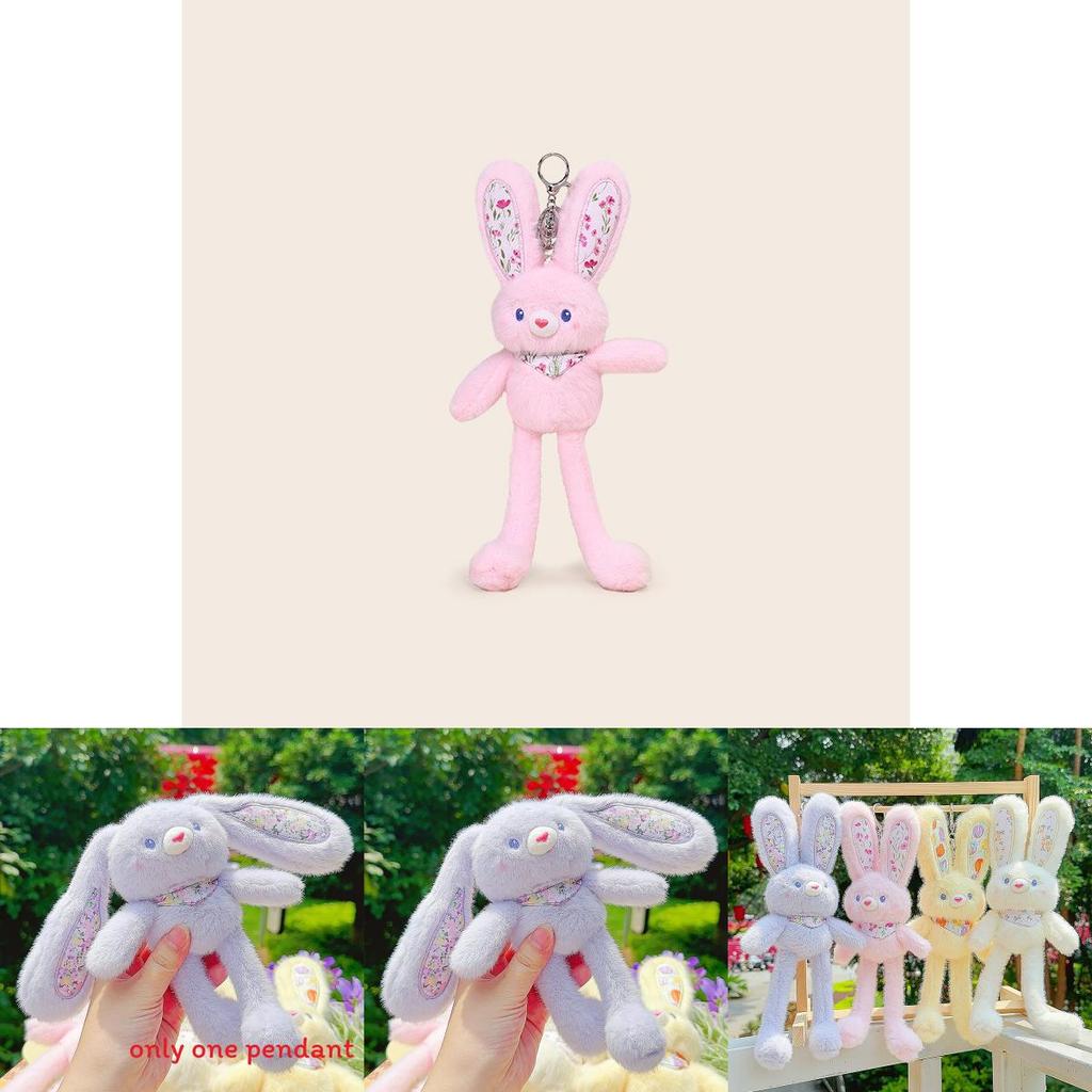 Plush Rabbit Keychain With Floral Pattern For Cute Bag Decor And Gifts