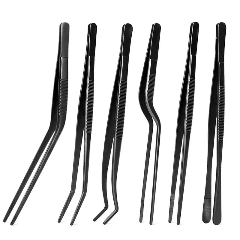 

Premium 6Pcs Stainless Steel Kitchen Tools Set, Heavy Duty Plating Tweezers & BBQ Tongs for Food Styling Baking Decor