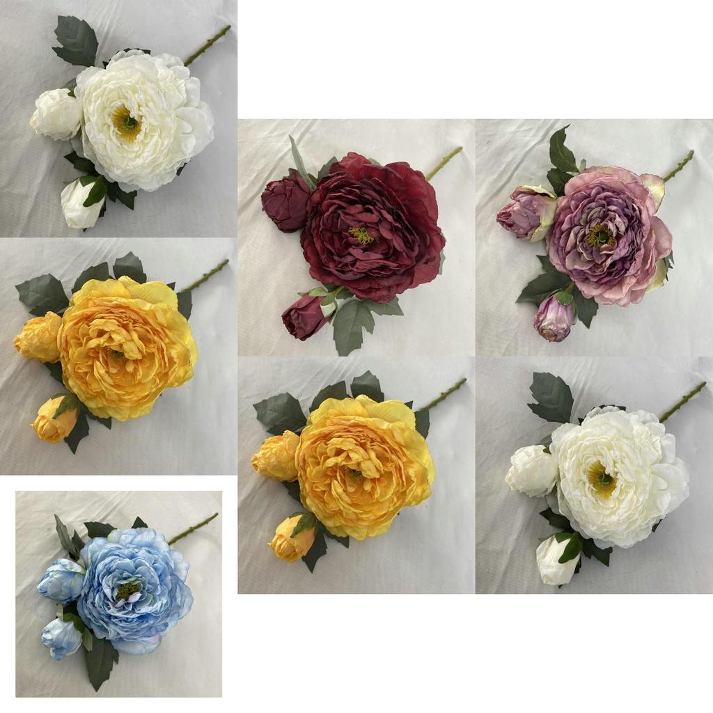 Artificial Peony Flowers Wedding Decor Realistic Wrinkled Petals Home Floral Centerpiece 77