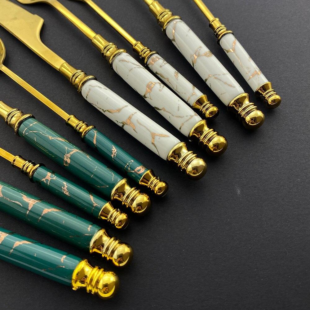 Sada příborů 6 ks příborů z nerezové oceli Luxusní zlatá Ostrá večeře Steakový nůž Sada nádobí Sada příborů Stolní nože Sada stříbrných příborů