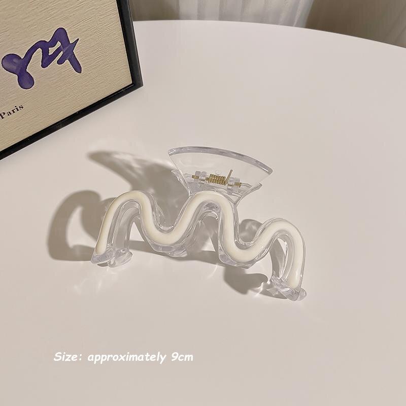 

W Shaped Drip Oil Style Суцільний колір Хвилеподібна форма Геометричне волосся Кіготь для жінок Дівчата Індивідуальний кінський хвіст Акулячі заколки Затискач Аксесуари для волосся