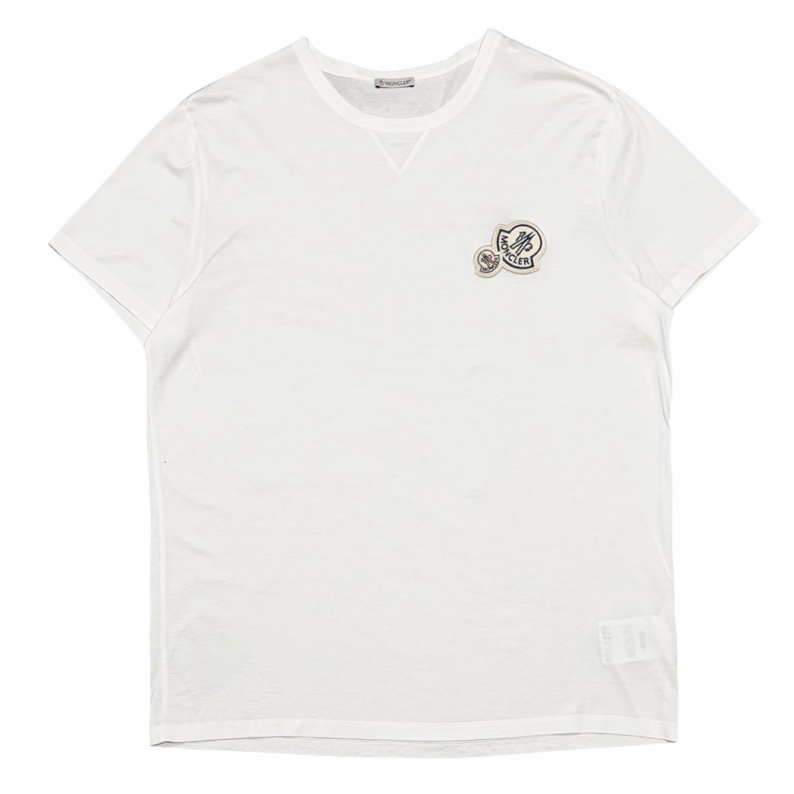 MONCLER Double Patch T-Shirt White Men s Size XXL Model F20918C781008390Y