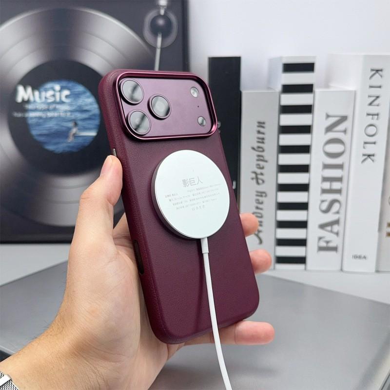 Magnetic Snap-on Phone Case IPhone 17 Pro Max 18 With Camera Button Cover Full Protection Vegan Leather