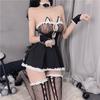 Erotic Cat Girl Lingerie Maid Costumes Women Sexy Tube Top Net Hollow Back Split Sweet Bow Hollow Nightgowns Anime Cosplay Dress