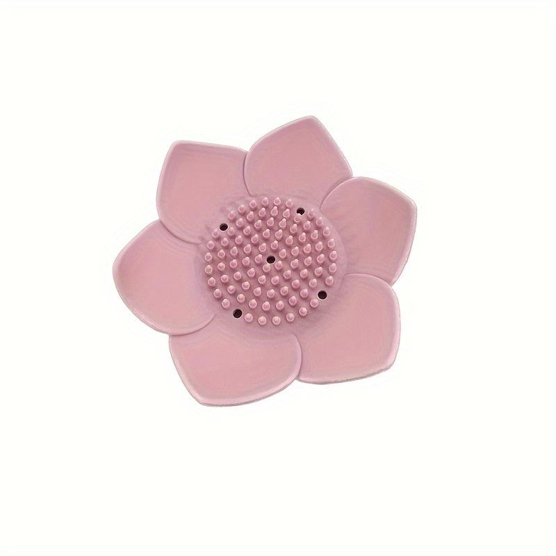 1pc Soap Box Lotus Shape Non-slip Portable Silicone for Draining Soap Tray Draining Soap Dish Bathroom Accessories