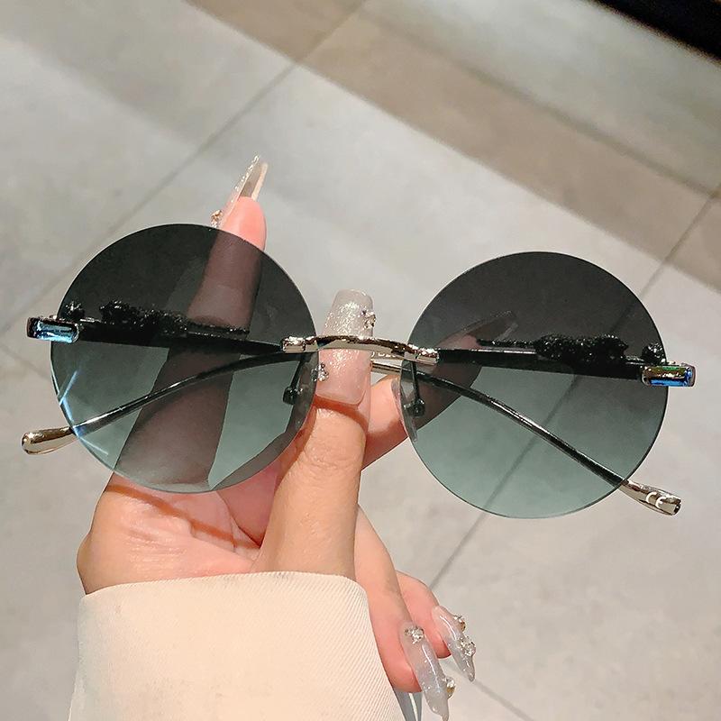 Luxury Causal Rimless Sunglasses Women Sunscreen Fashion Metal Glasses Uv400 Glasses Outdoor Driving Alloy Eyeglasses