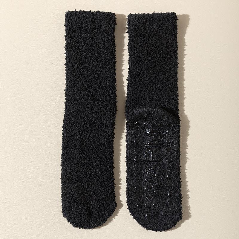 

Coral Fleece Socks Are Thick, Warm and Cute for Women In Autumn and Winter. They Are A Plush Sleeping Floor Mid-calf Sock for Home Use 1 pair чёрный