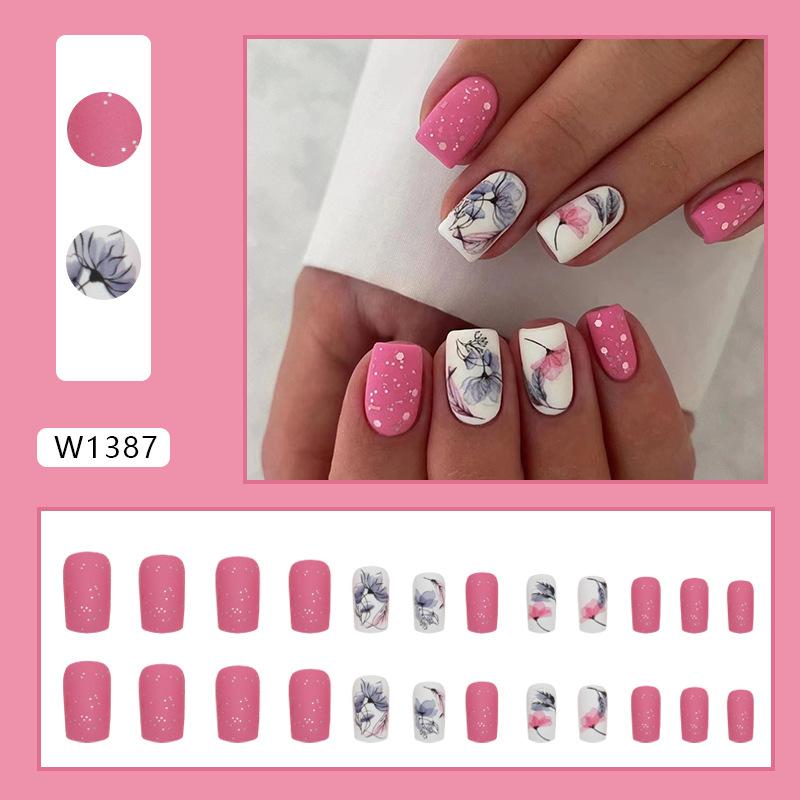 Medium and long European square matte lotus glitter nail art European and American ins style solid color versatile wearing nail nails