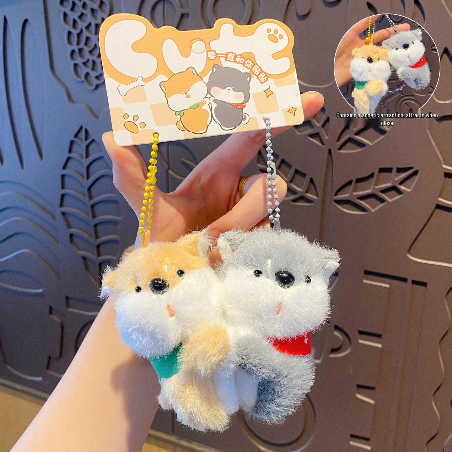 Original Cute Pet Hugging Plush Keychain & Bag Charm Doll OPP Bag Packaging