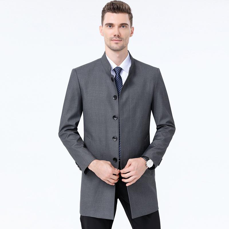 2025 Spring Men's Mid-Length Business Casual Trench Coat - Solid Color Outerwear