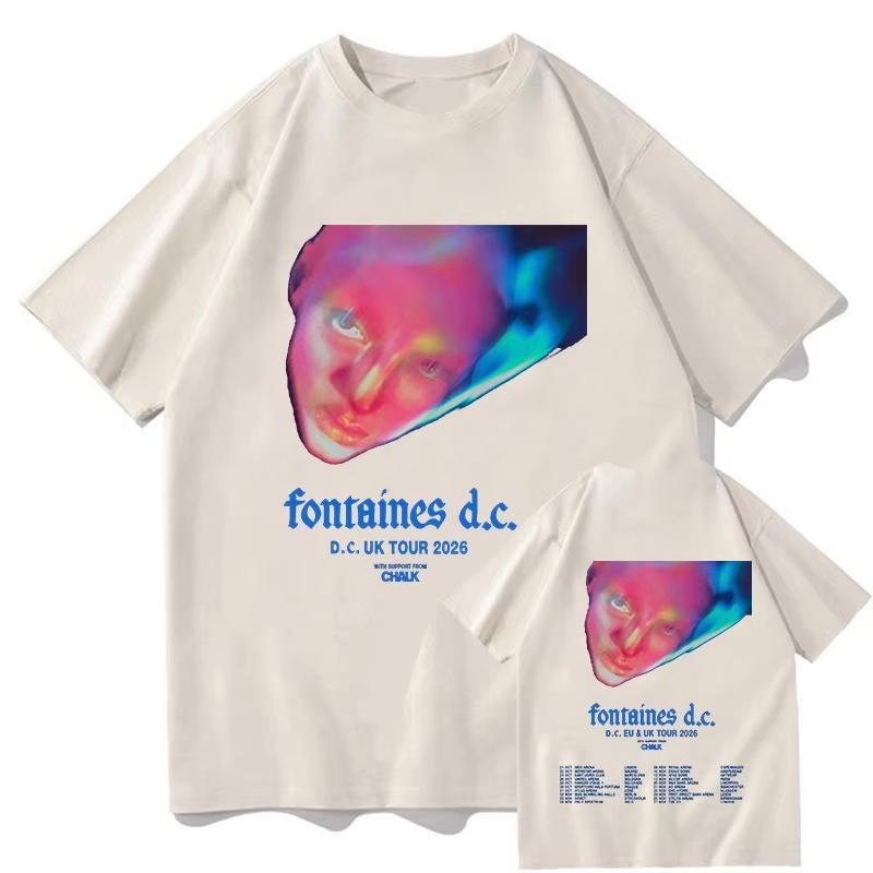 Fontaines D C DOPAMINE Chamber DC EU UK Tour 2026 Camiseta Gráfica Vintage Hombres Mujeres Moda Camiseta de Moda Y2K Harajuku Punk Gótico Camiseta Redonda