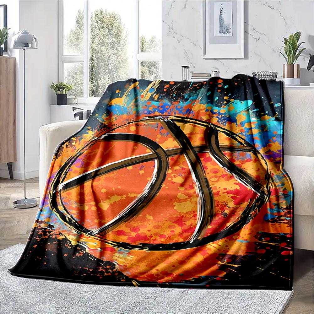 Deka s potiskem na téma basketbal - Ideální na pohovku, postel, cestování a venkovní použití | Lze prát v pračce, útulná a odolná.