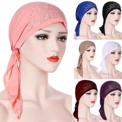 Women India Muslim Stretch Turban Hat Cotton Hair Loss Head Scarf  Wrap