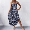 Women V Neck Sleeveless Floral Print Maxi Dress with Pockets Casual Loose Fit Summer Beach Sundress