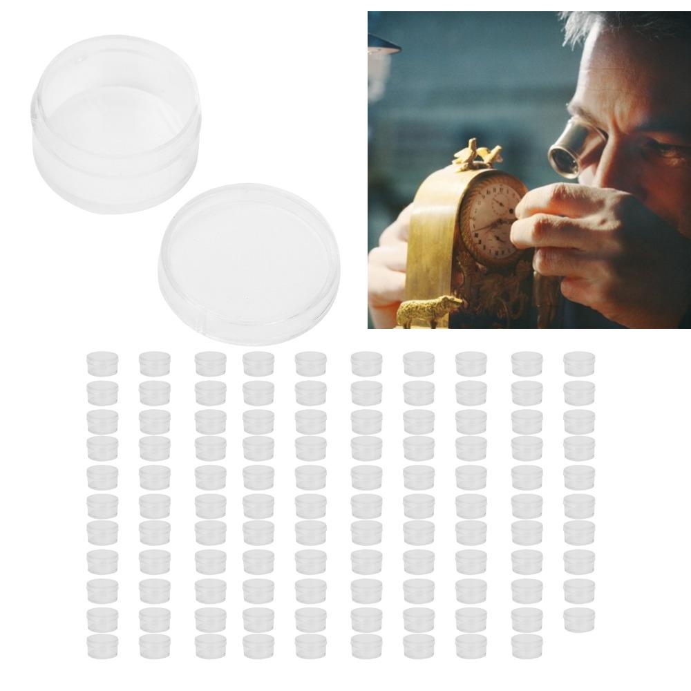 100Pcs Round Small Items Container Plastic Jewelry Organizer Convenient Makeup Container Travel