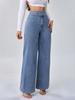 Heißer Artikel! Damen High Waist Lässige Lockere Weite Bein Jeans - Blau
