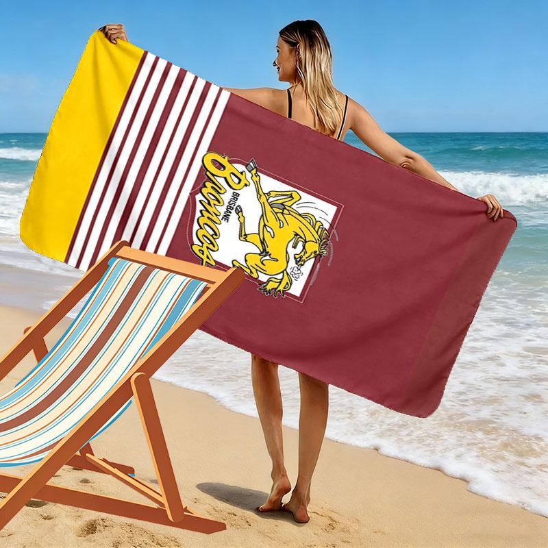 Brisbane Broncos Print Beach Towel, Large Soft Quick Dry Towel for Beach Camping Swimming
