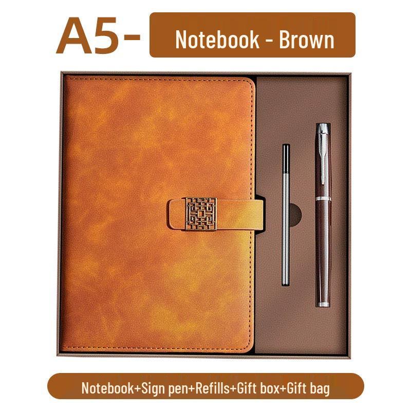 Chinese Style Custom Logo Business Notebook Gift Set - Thick Simple Diary for Office Meetings