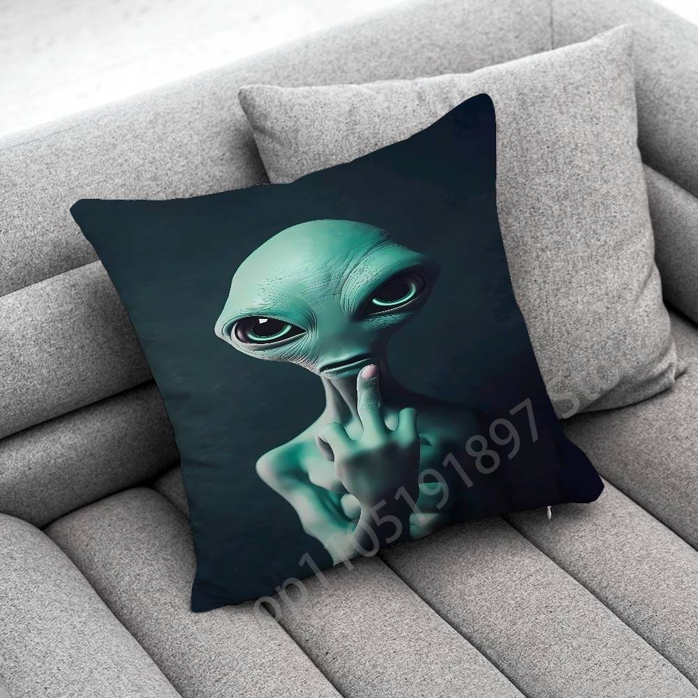 Funny Space UFO Alien Thing Throw Pillow Case For 55x55cm 30x30cm 50x50cm 45x45cm 40x40cm Square Chair Pillowcase Case