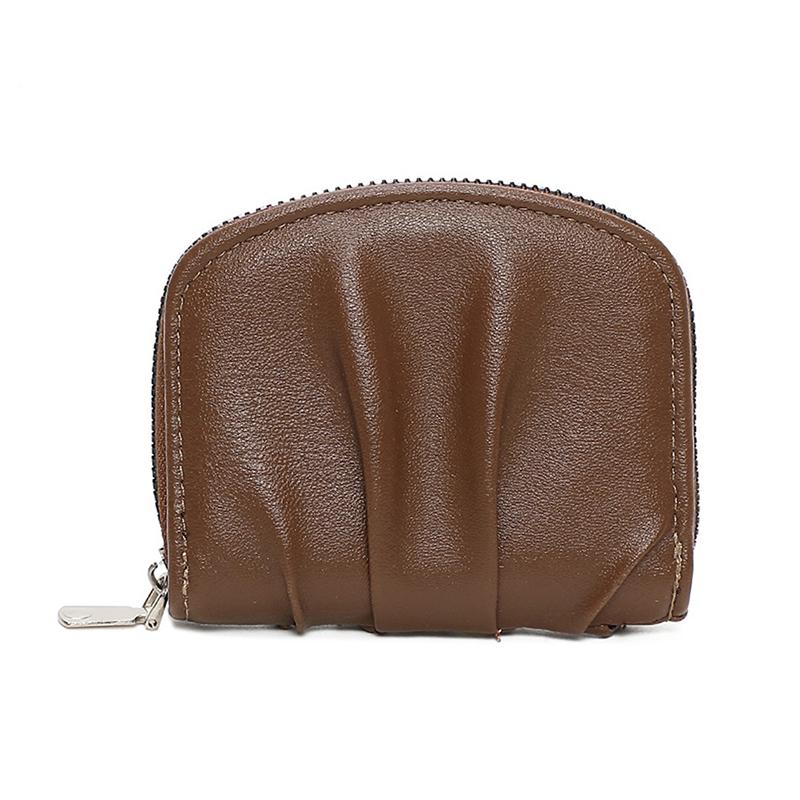 Stylish Design Mini Coin Purse Solid Color Versatile Functio Small Wallet Pleated Style Change Purse Coin Storage 1PC