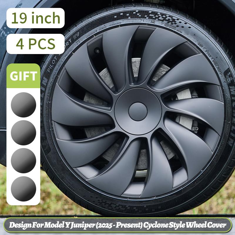 4PCS for Tesla Model Y 2025-2026 Juniper 19 Inch Smooth Style Hubcap Hub Cap Full Rim Cover Replacement Wheel Cap Accessories