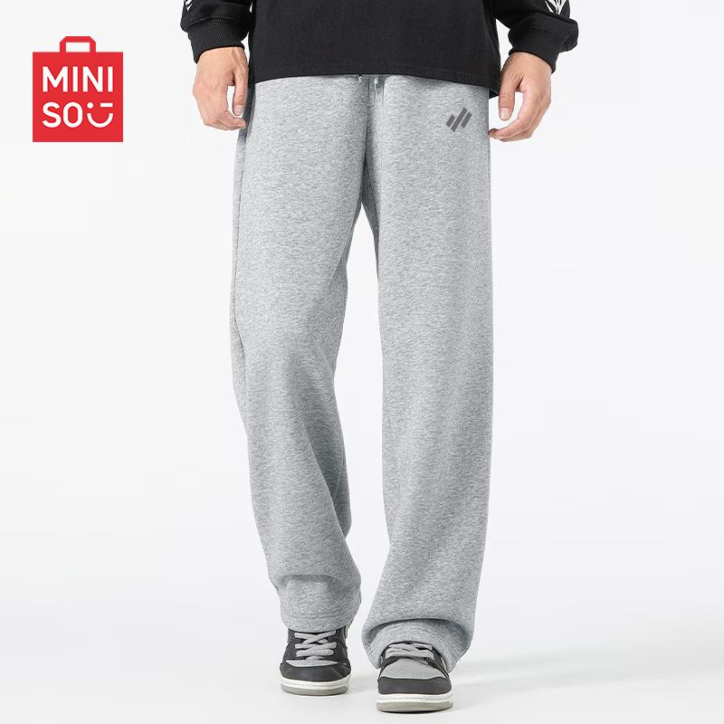 MINISO Men's Winter Fleece-Lined Straight-Leg Sweatpants