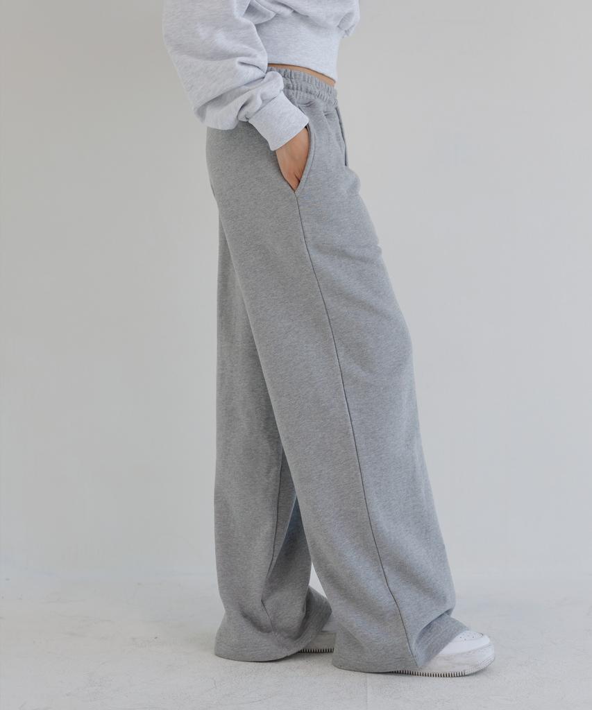 AWESOME STUDIO Low-Waist Wide Sweatpants Melange Grey