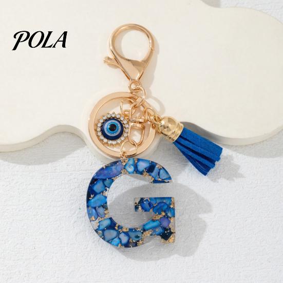 Blue Series Keychain Pendant, Initial Letter Charm Key Chain with Eyes Tassel Design, A-Z Holder for Bags Backpacks Cars Accessories Sale Goods