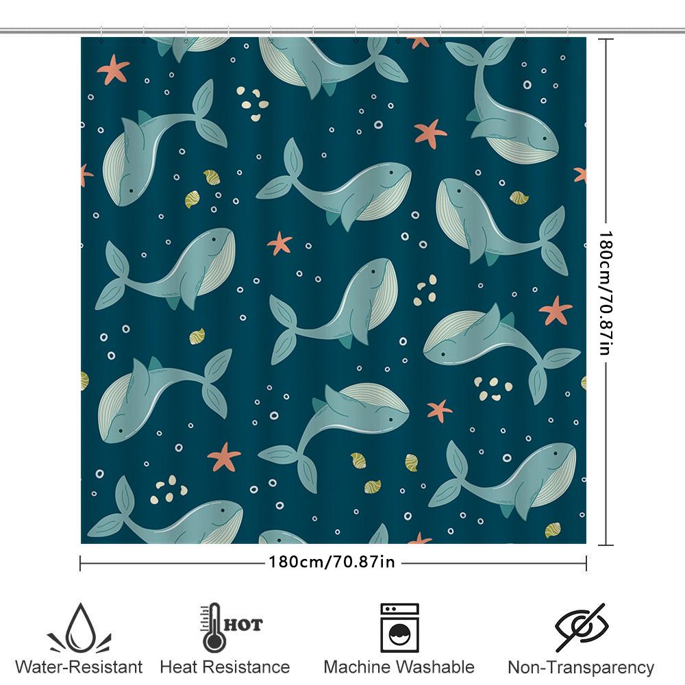 Whimsical Fish Blue Shower Curtain For Bathroom Decor With Seashell Design Home Textiles Available In Multiple Sizes At