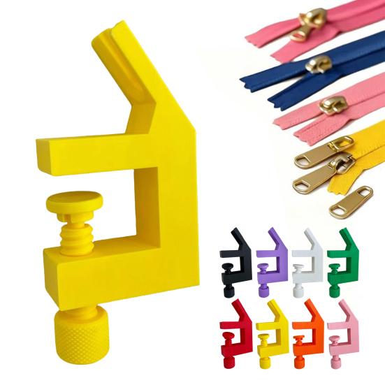 Zipper Pull Jig Zipper Slider Installing Tool Table Edge Zip Fastener Jig with Clamp for Pants Dresses Jackets Hand Sewing DIY Projects