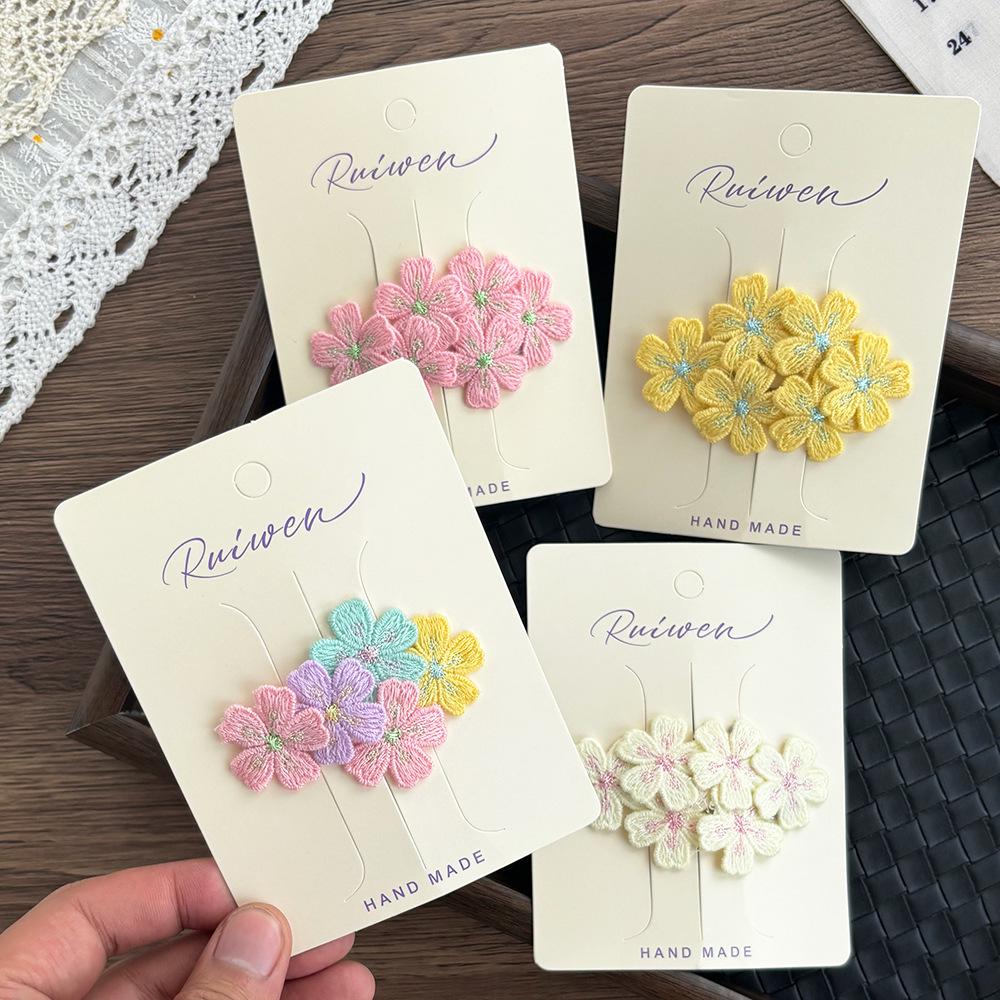 Pink Cherry Blossom Embroidered Hair Clip for Girls