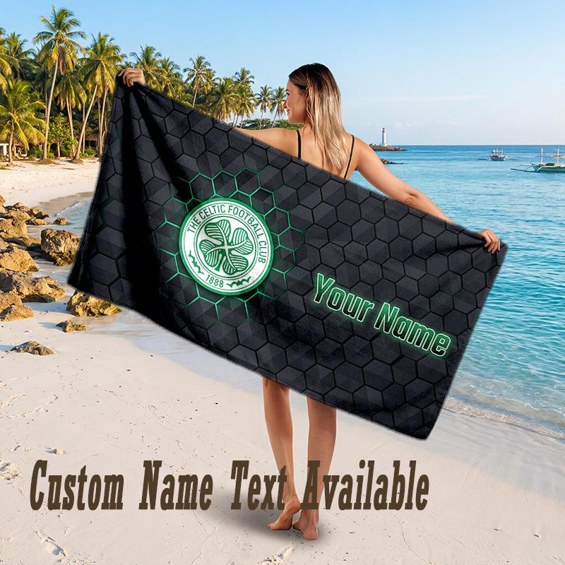 Celtic FC Design Beach Towel Custom Text Large Towel for Beach Vacation