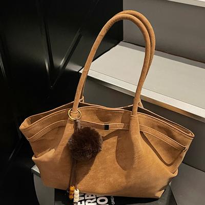 Retro Suede Handbag Bag Women's Autumn and Winter New Korean Version Niche Commuting Large-capacity Shoulder Bag