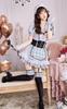 Malymoon Maid Dress Set Gothic Waitress and 9962 6-Piece (Light Gray) - Costume, Black, Gray, Purple,