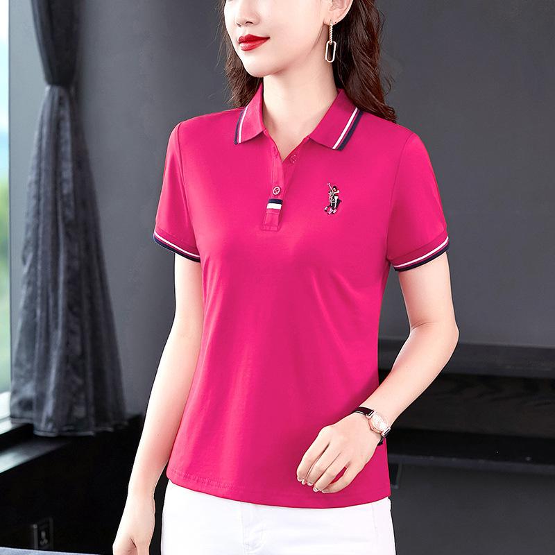 Νέα Καλοκαιρινή Μπλούζα Πόλο με Πέτο για Γυναίκες Καλοκαιρινό Κοντομάνικο Άνετο Καθημερινό Τοπ για Μαμά Μεγάλο Μέγεθος Μπλούζα