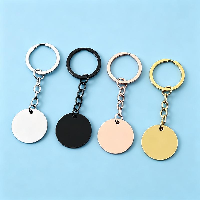 Stainless Steel Round Keychain, UV Color Printed, Festival Gift, Blank Engraving Metal Keychain