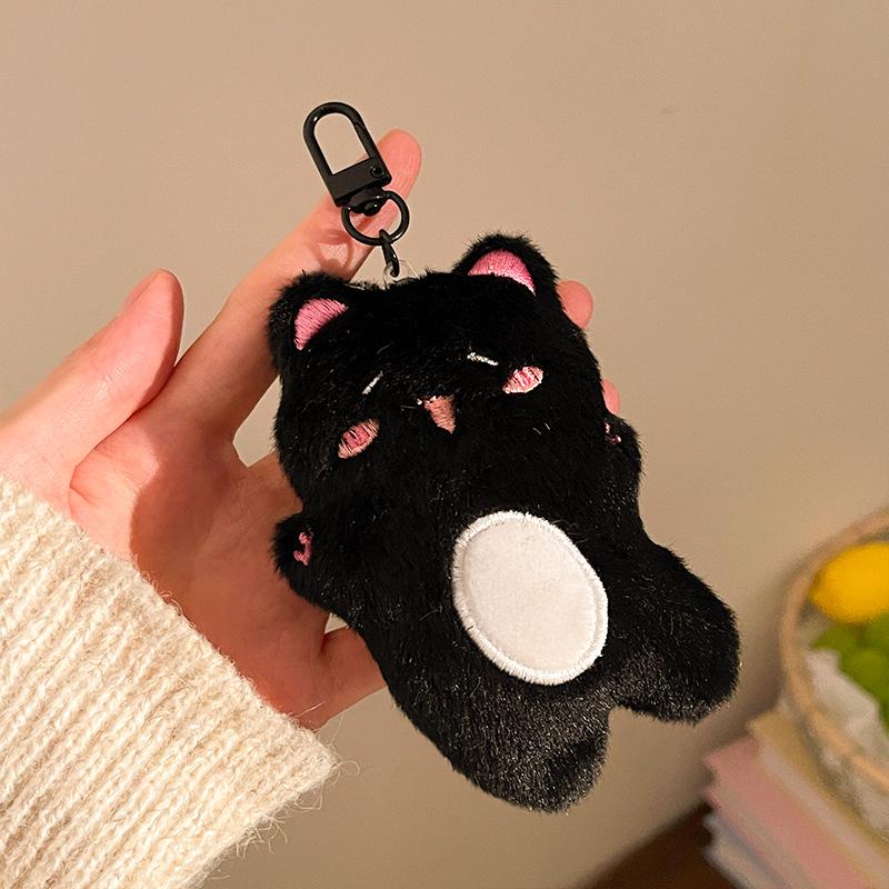 1/4Pcs Cartoon Plush Small Black Cat Keychain Sweet Cute Animal Doll Pendant Backpack Hangings Decoration Birthday Gifts