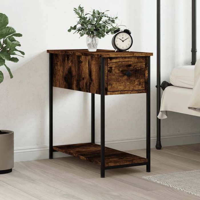 VidaXL Table de chevet chêne fumé 30x60x60 cm bois d'ingénierie 826057