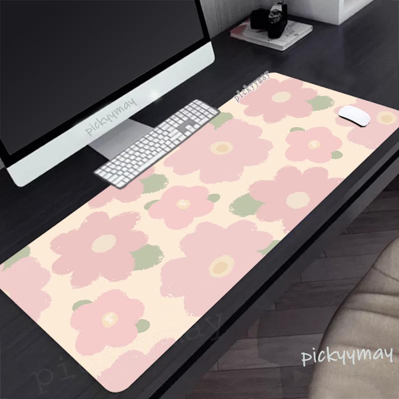 Pink Flowers Large Mouse Mat Gaming Mousepad Big Gamer Mousepads xmm Rubber Keyboard Mats Desk Pad HD Mouse Pads